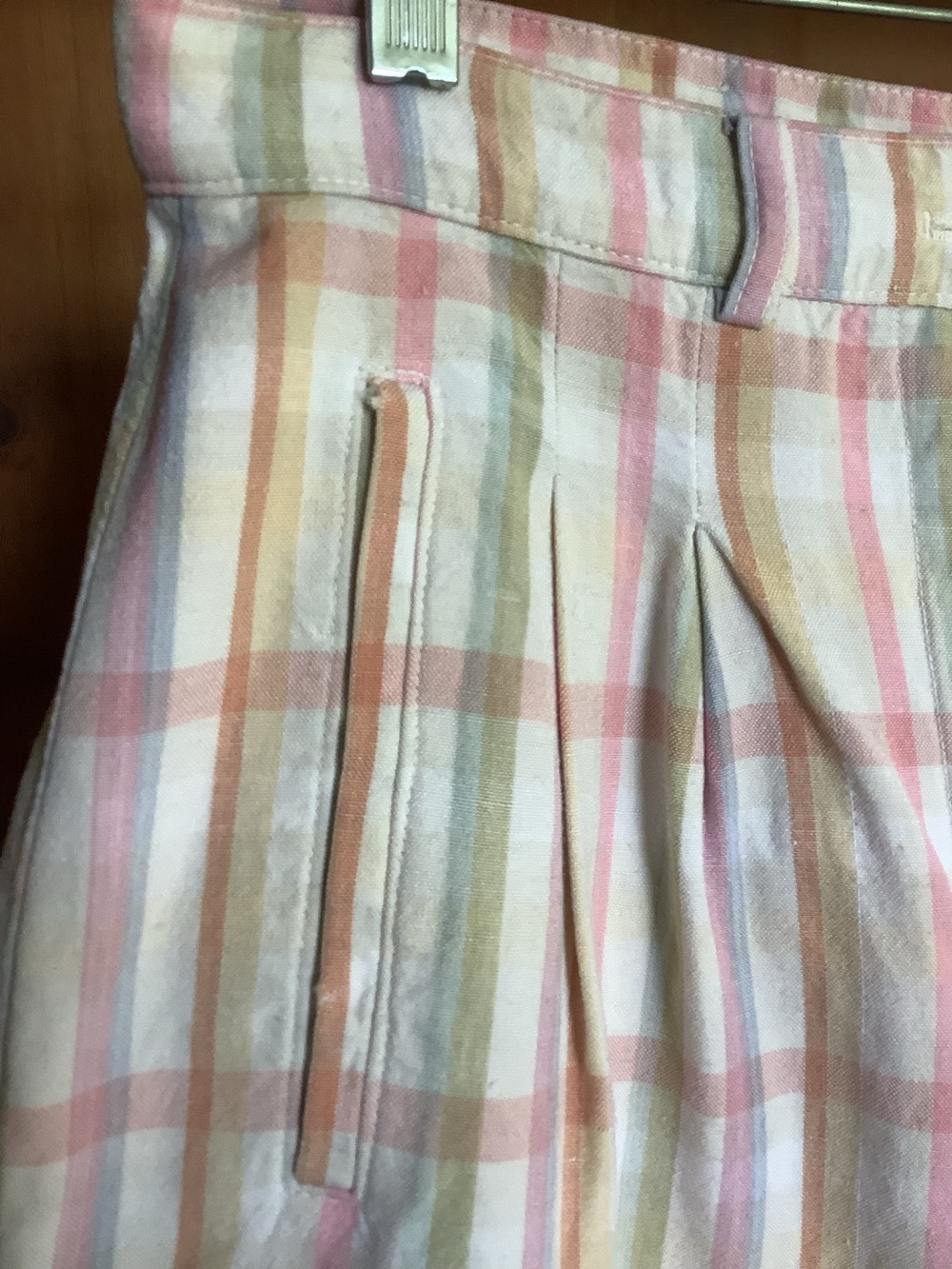 Vintage 90s Reitmans Linen Ramie Plaid Bermuda Shorts Pastel Preppy Size 11 - Picture 12 of 16